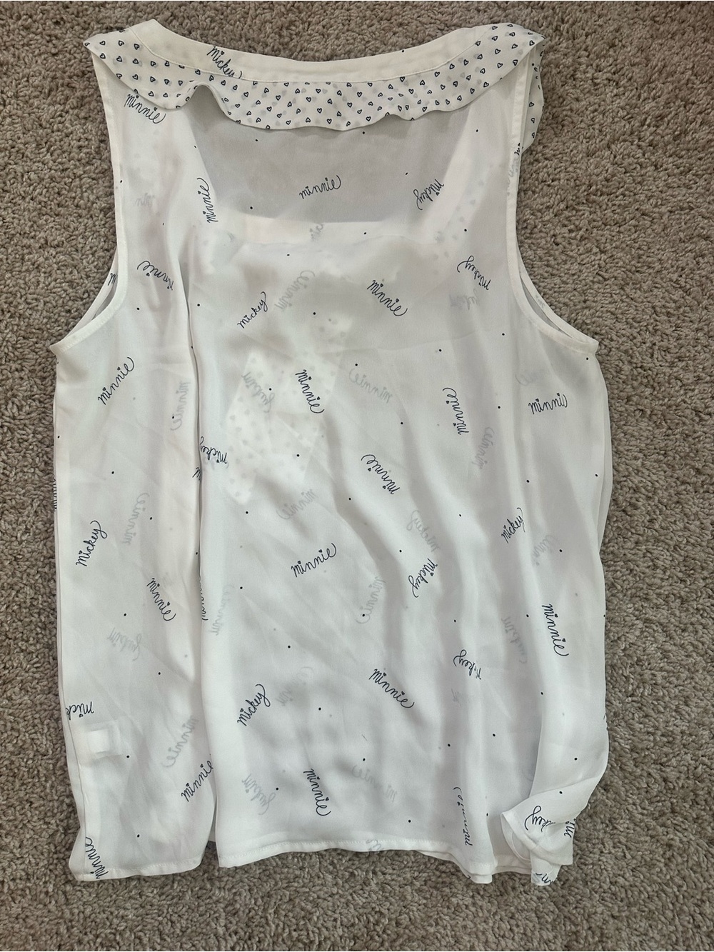 Disney Lauren Conrad Minnie Mouse Bow Blouse Tank Top Women's Large White - Picture 7 of 7